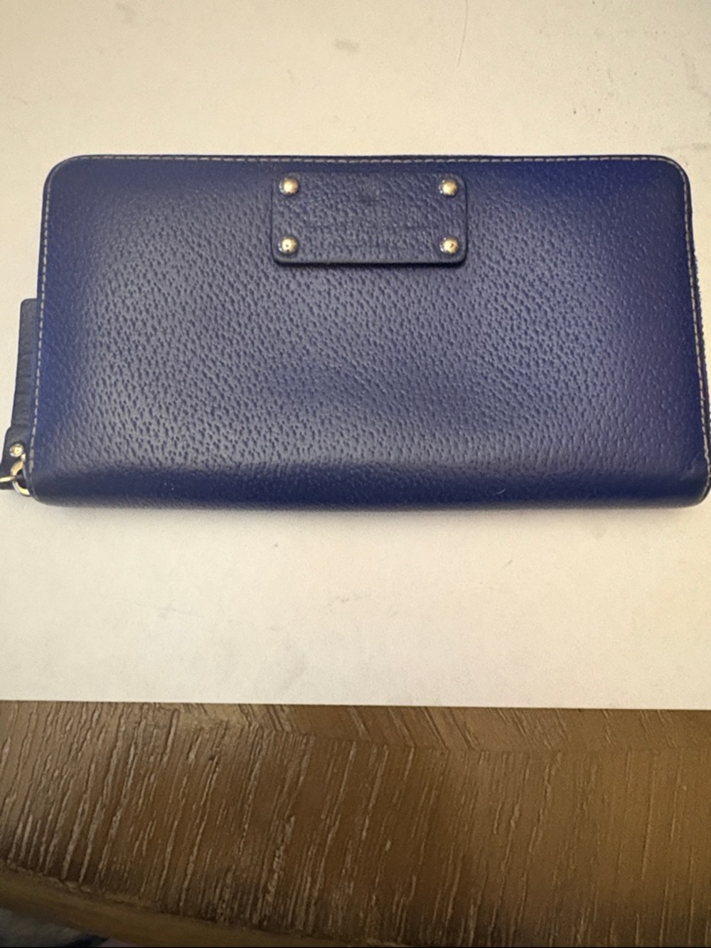 KATE SPADE-Royal blue Leather Zip-Around Clutch/ Wallet extra pocket in back.EUC